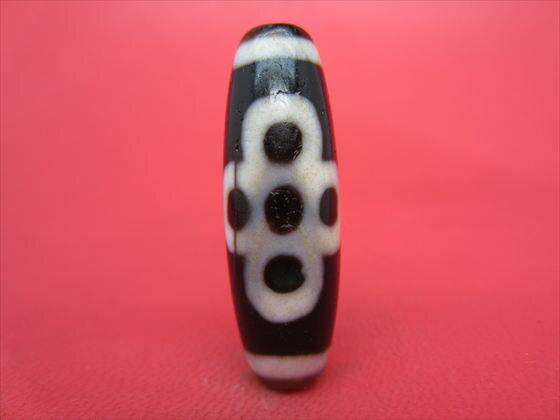 【閃電五眼紅朱砂天珠】約36×12mm【馬蹄痕】【一点物】