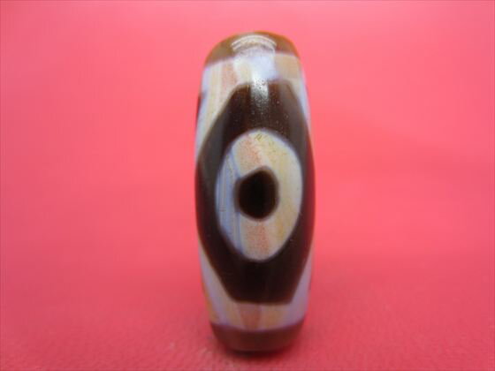 【金剛虎牙二眼紅朱砂天珠】約31×12mm【一点物】