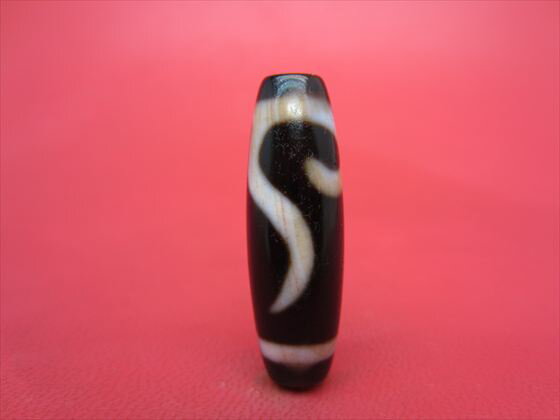 【如意紅朱砂天珠】約36×11.6mm【馬蹄痕】【一点物】