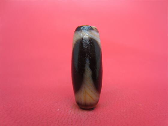 【虎牙紅朱砂天珠】約24×9.6mm【一点物】