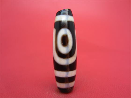 【二眼紅朱砂天珠】約40×11.6mm【馬蹄痕】【一点物】