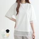 【最大40%OFFクーポン】シアーTシャツ トップス レディース ゆったり 体型カバー 夏 プルオーバー 体型カバー 二の腕カバー