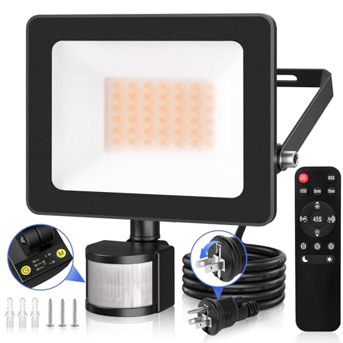 CLY 人感 センサーライト 屋外 防犯 LED投光器 35W 電球色 4000LM 2700K IP66防水 作業灯 フラッド sunflowerjapan-10015949 サンフラワーJapan パッケージ画像