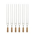 IMEEA バーベキュー串 bbq 串 キャンプ ステンレス 焼き串 スキュアー 鉄串 アウトドア 木柄 38cm 6本セット