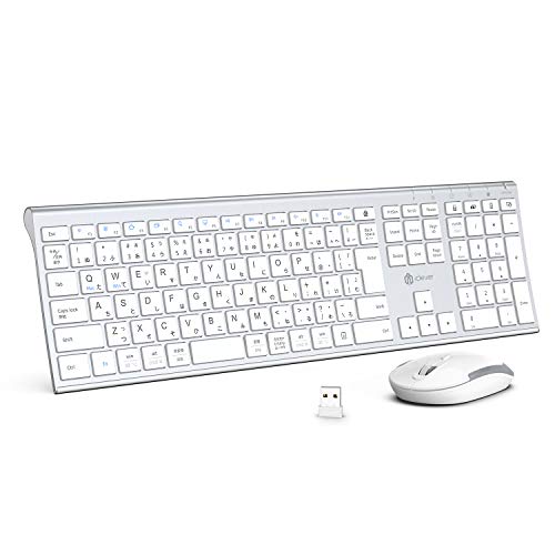 iClever キーボードワイヤレスキーボードマウスセット日本語JIS配列 静音 超薄型 type c充電式 フルサイズ テンキー付き マウス3