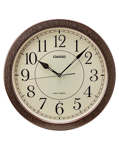 CASIO(カシオ) 壁掛け時計 壁掛け時計 電波時計 木目調 ステップ秒針 夜間秒針停止 濃茶 和室 IQ-1021J-5JF