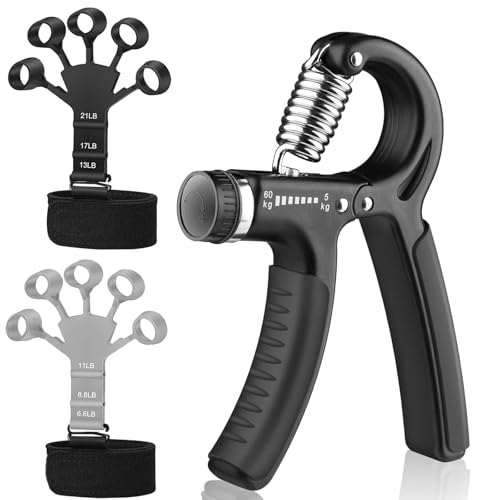 Yasoku 3個セットフィンガーパワー フィンガートレーナー 指トレーニング 握力 6つの抵抗調節 6.6LB-21LB 左右 指ストレッチャ