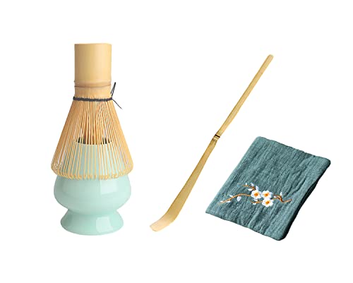 お点前セット 茶筅 ちゃせん 百本立 茶筅立 くせ直し 茶杓 茶巾 茶道具セット 抹茶泡立て器セット お抹茶4点セット 茶巾(緑)