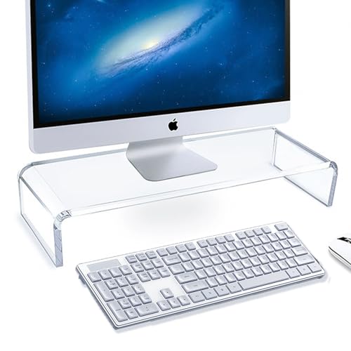 モニター台 アクリル製 モニタースタンド 透明 机上台 パソコンスタンド PCスタンド キーボード収納 組み立て不要 省スペース 姿勢改善 安定