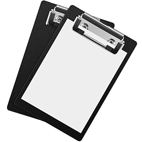 クリップボード ミニサイズ 15 x 10cm 2枚セット ポケットサイズ 書類整理 バインダー メモ帳 保管 伝票バインダー 携帯便利 (黒)