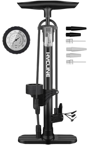 Hycline 自転車 空気入れ メーター付き 仏式バルブ 英式 米式バルブ 160PSI ロードバイク クロスバイク MTB タイヤ対応 空気