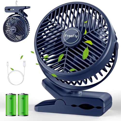 10000mAh電池内蔵FreeFly 充電式クリップ扇風機 卓上扇風機 直径約10CM羽根 14cm大型ファン搭載 風量3段階調整 Type-