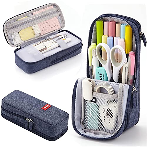 筆箱 大容量 ペンケース 立て られる 筆箱 多機能 ポーチ ペン立て ツールペンケース ペンポーチ 帆布 筆入れ 小学生 中学生 高校生 大学