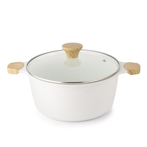 SENSARTE 両手鍋24cm 深型 鍋 卓上鍋 ih/ガス対応 焦げつかない マーブルコート 洗いやすい カレー鍋 ..