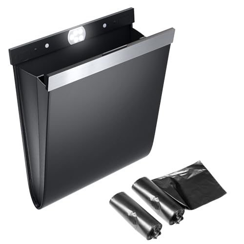 フック＆W固定式 車 ゴミ箱 多車種対応フック マグネット式 車用ゴミ箱 センサー付きLEDライト ワンタッチ取り付け フック引っ掛け式 スリム