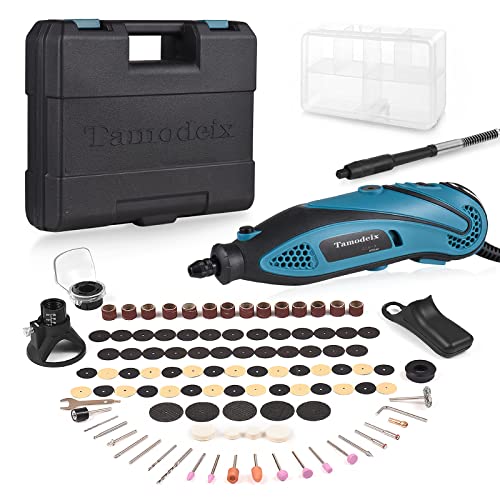 Tamodeix ミニルーター 三つ爪チャック リューター 無段階変速 最大32000回転/分 107ピース入り 保護カ..