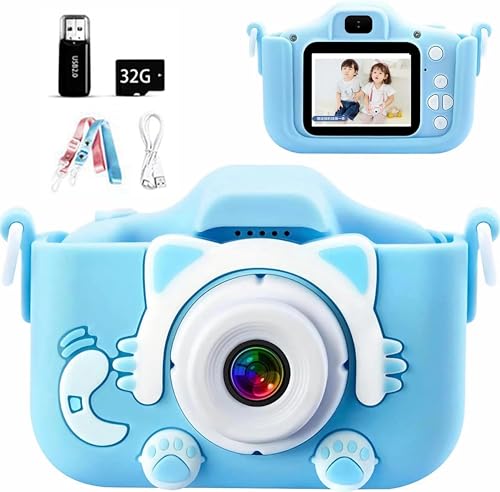 卒園プレゼント子供用 キッズカメラ トイカメラ1080P HD 動画カメラ 32GBメモリーカード付き2.0インチIPS 画面8倍ズームUSB充