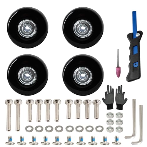 KINPAR 4個セット スーツケースタイヤキット 車輪補修 静音 キャスター 修理 キャリーバッグ DIY 取替え ノコギリ付き (車軸 30