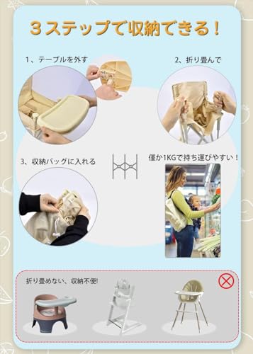 SouYuuKai ベビーチェア テーブルチェア キッズチェア 子供 赤ちゃん お食事椅子 折り畳み携帯式 軽量 幼児用 滑り止め 丈夫 安全ベ