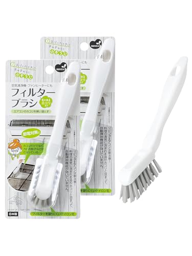 まめいた フィルターブラシ 2個セット ホワイト 日本製 エアコン 家電製品 ホコリ取り 幅3cm×奥行3.5cm×高さ18.5cm LB-33