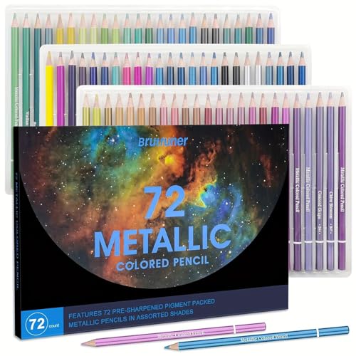 37 Colors + - 色鉛筆 メタリック 72色セット 金属色 油性 色鉛筆 プロ専用ソフト芯色鉛筆セット 子供から大人、アーティストまで理想的な塗り絵と絵画に