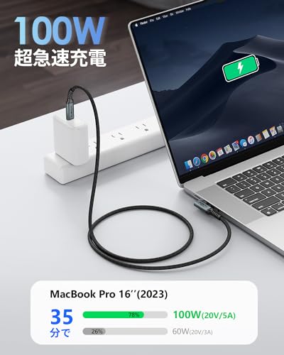 SUNGUY USB-C & USB-C �����֥� L�� 1.5M 20Gbps��®�ǡ���ž�� 100W PD��®���� 4K@60Hz��������