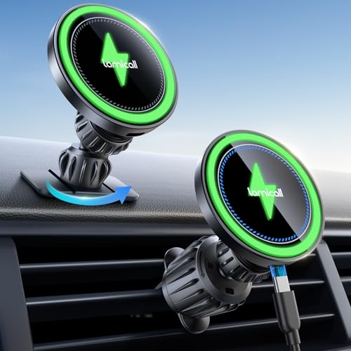 2in1・強力磁気Lamicall スマホホルダー 車 ワイヤレス充電：iphone MagSafe 車載 ほるだー 充電器 エアコン 吹き出し