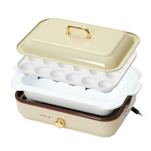 アイリスオーヤマ ホットプレート たこやき器 深鍋 2way 洗いやすい おしゃれ 温度調節機能付き 付き PHP-1002TC-VC バニラク