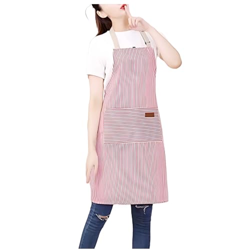 Cooking Apron - [Thougthings] エプロン レディース メンズ 首掛け 調節 ストライプ シンプル おしゃれ 大きいサイズ 防汚 防しわ 家事用 料理
