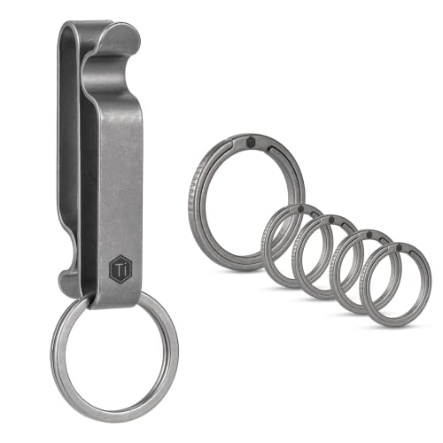 [KeyUnity] KM00 キーホルダー ベルトキーホルダー キーリング付き ベルト帯挟み 両側S型 チタンキー シンプル 軽量 防水性 耐