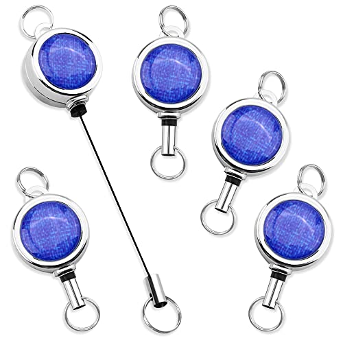 [RJ-Sport] 吊り下げ名札用リール -［5個セット］伸縮キーホルダー IDカードリール 350mmまで伸びる 亜..