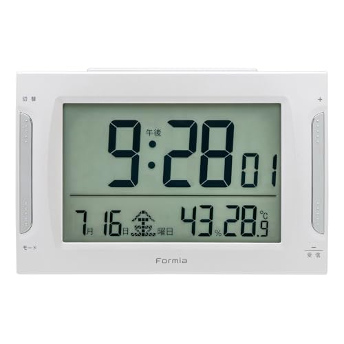 Formia(フォルミア) 電波 目覚まし時計 置き 見やすい 大画面 温度計 湿度計 温湿度計 日付 デジタル ..