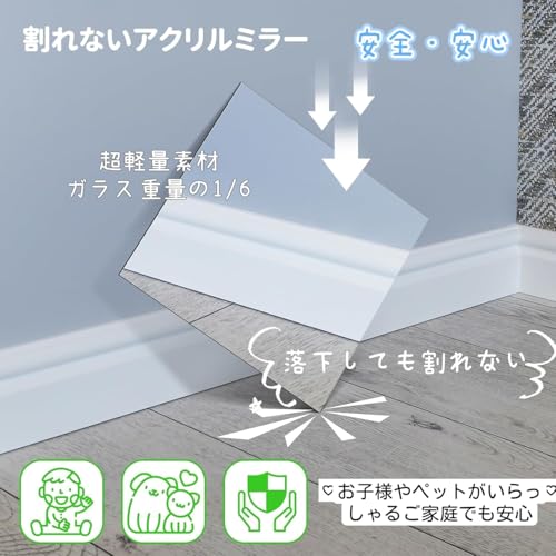 5枚セット全身鏡 高さ150cm×幅28cm 壁掛け 貼る鏡 割れない鏡 軽量 姿見鏡 穴あけ不要 アクリルミラー 浴室 風呂 自由に組み合わせ [3]