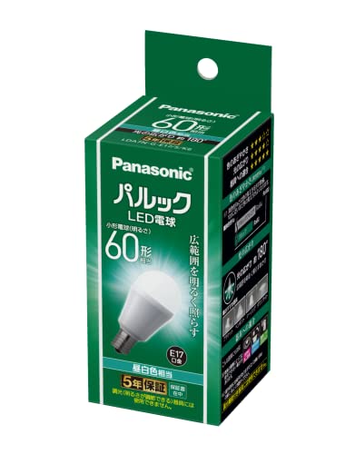 パナソニック ミニクリプトン型 パルック LED電球 口金 E17 電球60W形相当 昼白色...