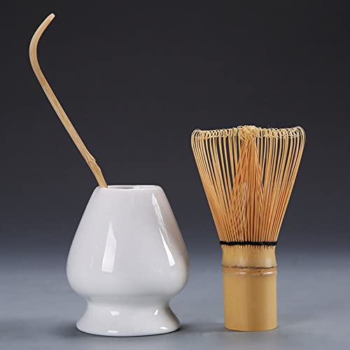 Yoseka 百本立茶筅&桜白の茶筅直し&茶杓 お抹茶 3点セット 茶道具（白）