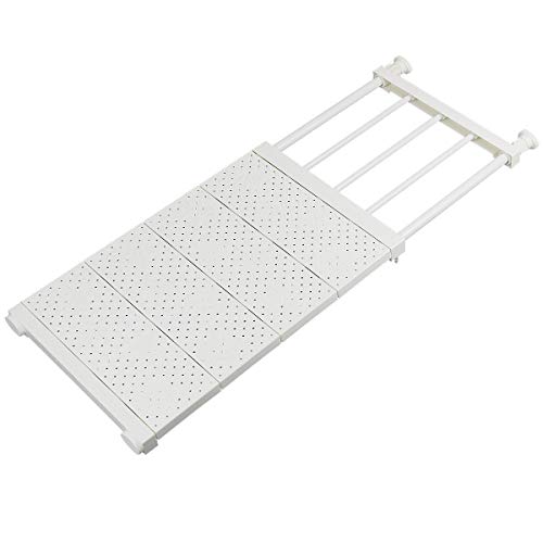 モダンホワイト/ホワイト (奥行30cm 幅53〜90cm)/NAKO・Size:ホワイト (奥行30cm 幅53〜90cm)・◆改良型・耐荷重が更に強い材質 パイプ:鉄製 エポキシ樹脂粉体塗装樹脂　部品:ABS樹脂 合成ゴム 　耐荷重：約15-35kg（最短時35kg、最長時15kg）つっぱり棚はボールが太く、しっかりした作りで、耐荷重が倍にします。重い物を乗せでも湾曲しなく、水を触れてもサビやカビが出ないです。（日本語説明書付き）・◆段差のある壁に対応する奥行30cm、沢山な物が載せられるワイドタイプで、スリムな突っ張り棚より収納スペースが広がります。ボールが自由に伸縮できるので、段差のある壁にも取り付けられます。取り付けた後でも棚のスライド部分が自由に調整できます。使用しない時に取り外すこともです。・◆棚板付き・滑り止め・安定棚板が4本付いており、平な棚面に小物を載せるのに便利です。壁に接着する部分は4つの滑り止めゴムが付き、摩擦力を増加して、各種壁面にも気軽に対応します。ネジやクギを使わずに壁に突っ張るので、賃貸などの壁に穴がある心配もなく、弱粘