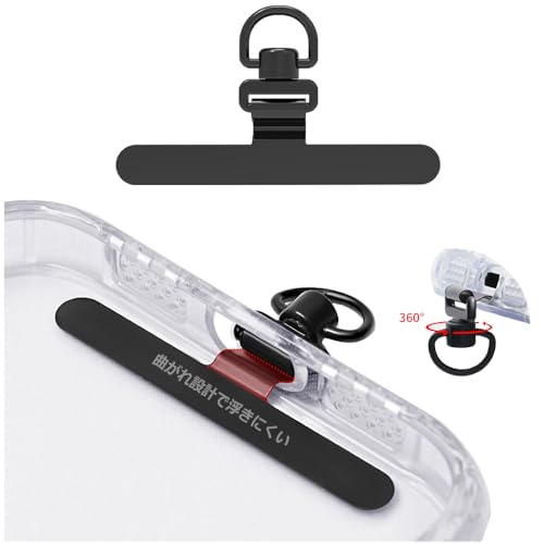 スマホ ストラップホルダー 極薄0.2mm・360°旋回式・浮きなし曲がれ設計金属製タグパッチ ステンレス鋼..