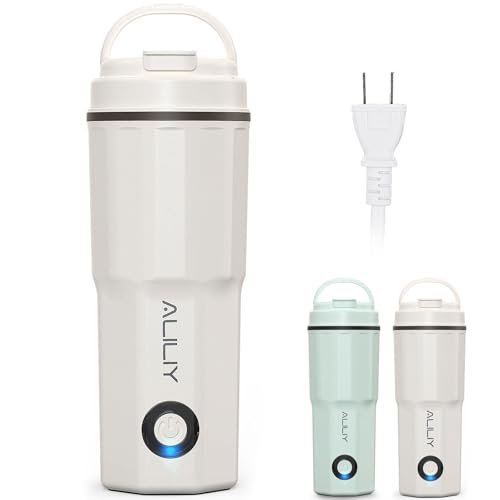 Aliliy 電気ケトル ポータブル トラベルケトル 小型 380ML 100V 300W 低消費電力 持ち運びケトル 湯沸かし ベージュ