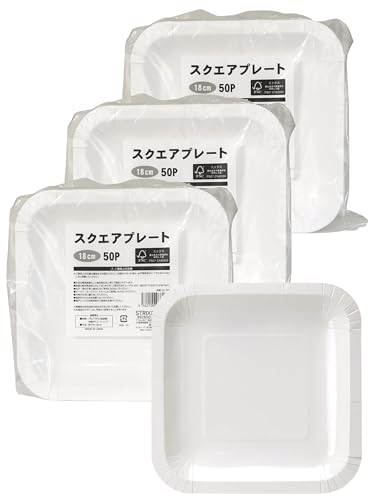 3セットスクエアプレート 18cm/50枚×3/SD-708・Color:スクエアプレート 18cmSize:50枚×3・パッケージ個数:1・ 環境配慮 適切に管理され厳しい基準をクリアした森林資源を使用した ペーパープレート です。・本体サイズ：約縦18×横18×高さ1.5cm　入数：50枚×3セット・素材：紙（FSC 認証紙）（内面PPコーティング）・原産国：中国・特徴：電子レンジ対応●環境に配慮した素材を使用したスクエア型プレートです。 ●電子レンジ対応。取り皿にちょうど良い定番の18cmタイプです。 ●内側が耐油性の高いPPコーティング加工済みで食材がくっつきにくい。