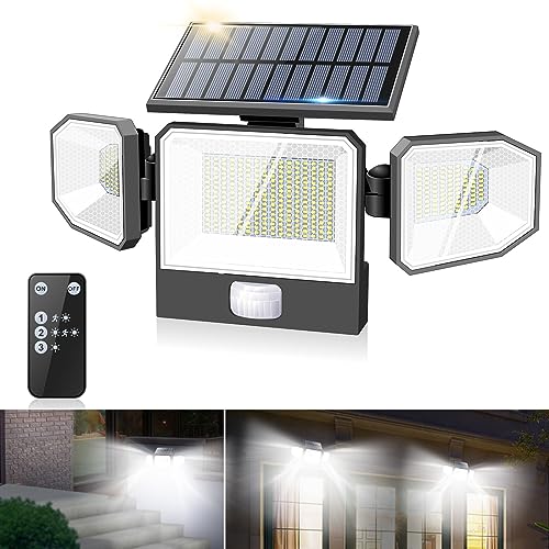 アップグレード440LEDソーラーライト 屋外 センサーライト 3つ知能モード 照明角度)300° 全方位調整 高輝度 光束3000ルーメン 人