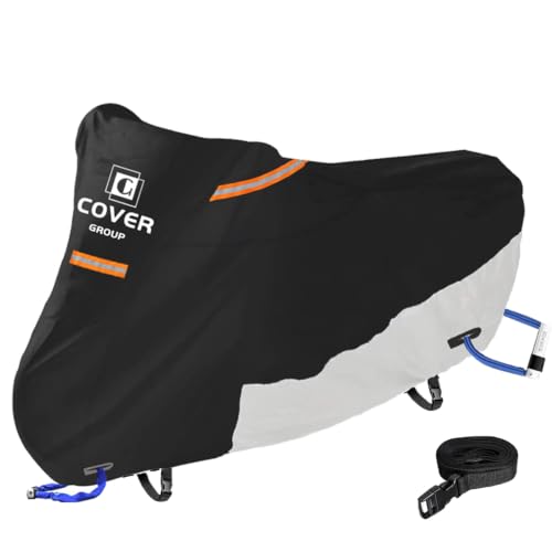 ブラックシルバー/XL:245X105X125cm/-・Color:ブラックシルバーSize:XL:245X105X125cm・1.420D厚手オックスフォード生地420D厚手オックスフォード生地を採用し、PUコーティングを施したバイクカバー、耐久性に優れ。屋外での駐車時に紫外線や雨、埃から車体を保護し、常のバイク保管から長期保管まで幅広く使用できます。・2．耐水圧5000mm以上・雨の日も安心 生地の裏面にPU（ポリウレタン）コーティングを施し、優れた防水・撥水性を発揮します。さらに縫い目には「精密な二重縫製」と「シームテープ加工」を施すことで、雨水の侵入を効果的に軽減。雨ざらしになりやすい駐車環境で、大切なバイクの保管をサ・3．前後ゴム・ワンタッチバックルで強風対策前後ゴムでカバーを車体にフィットさせ、ワンタッチバックルでしっかり固定。風によるズレやめくれを抑えます。これらに加え、強風対策用として「2.5mの固定ベルト」も付属しているため、強?によるカバーのバタつきや吹き飛ばしをしっかりと防ぎます。屋外駐車や風の強い場所でのバイク保管にもおすすめです。