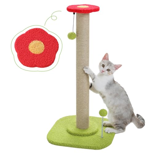 PAWZ Road 猫 爪研ぎ 麻 爪研ぎポール 縦型 かわいい 観葉植物 お花テーマ おしゃれ ジュート カスが出..