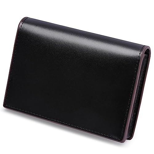 名刺入れ メンズ 栃木レザー 本革 名刺ケース 磁石 大容量 50枚 男女兼用 シンプル (ブラック)