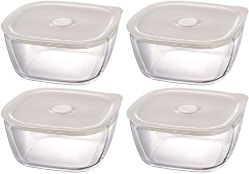 HARIO(ハリオ) 日本製 耐熱ガラス製 密閉保存容器・角 1200ml BUONO kitchen KSTM-120-TW 4個セット