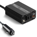 BESTEK 150W 車載インバーター - DC12VからAC100Vに変換 - USB-C PD 30WおよびUSB-A QC 18Wポート