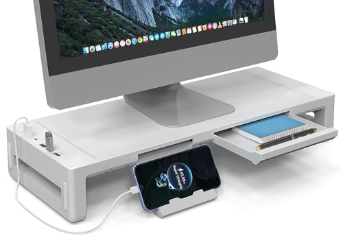 EAYHMモニター 台 卓上 USBドッキング付き PC 机上 台 USB/TYPE-C急速充電対応 折りたたみ パソコンスタンド 引き出しとス