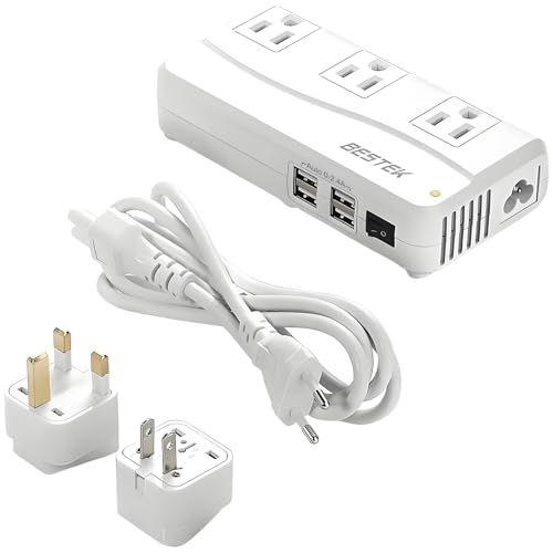 BESTEK 海外 旅行用変圧器 海外コンセント 変圧器 90V-240V to 100V 変換 ACコンセント 3口 + USB 4ポート 変