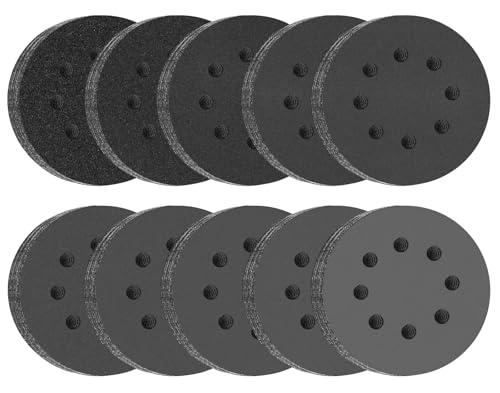 HWXINIE サンディングディスク 125mm 100枚セット 耐水サンドペーパー 8穴 丸型 マジック式 サンディン..