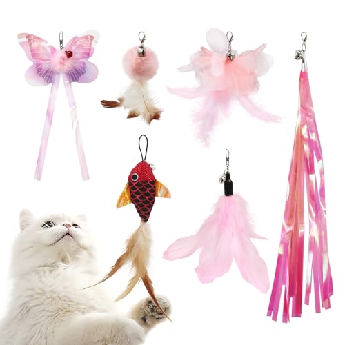 SONGWAY猫おもちゃ ねこじゃらし羽 チョウチョウ 赤い魚用