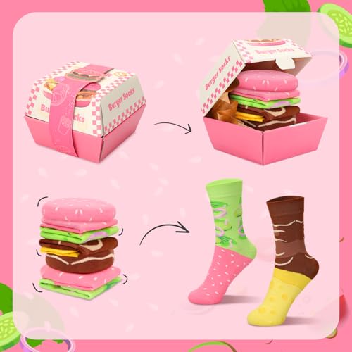 [AGRIMONY] ハンバーガー ボックス 靴下 メンズ レディース 男の子 - おもしろ プレゼント男性 女性 クリスマス 誕生日 人気